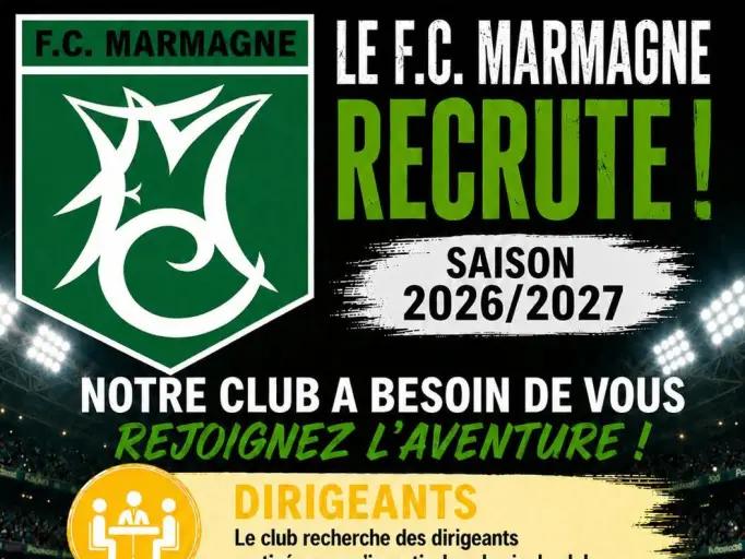 Le F.C. Marmagne lance sa campagne de recrutement pour la saison 2026/2027