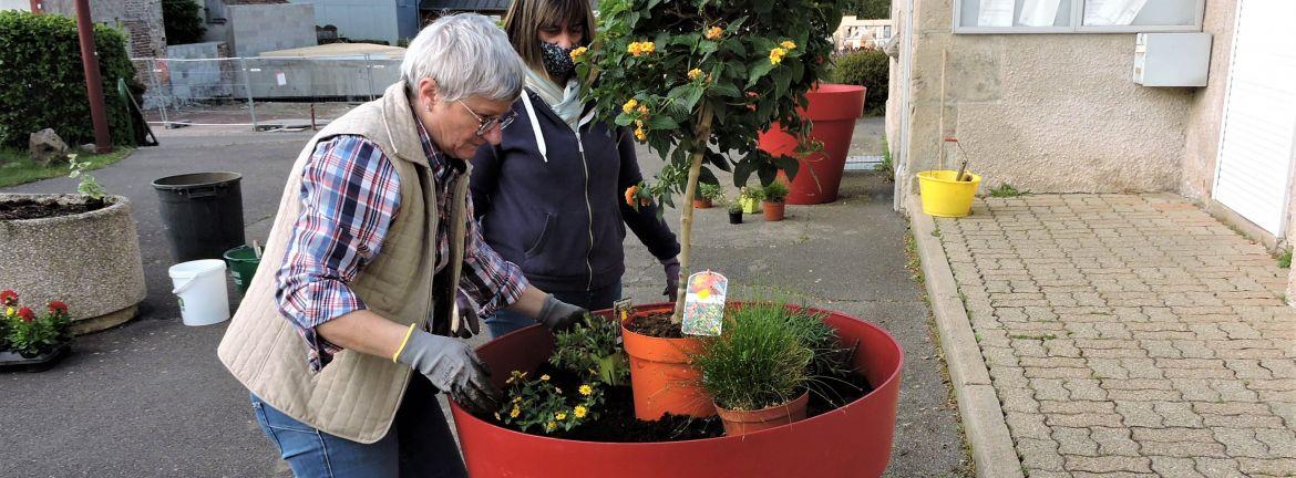 La commission fleurissement r&eacute;alise les plantations de fleurs et plantes vivaces