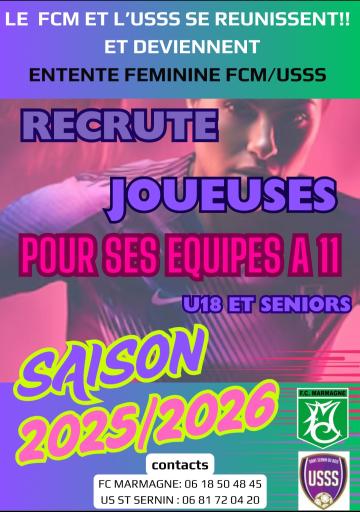 Le FC Marmagne et l'US St Sernin s'associent pour les f&eacute;minines seniors et 18 ans