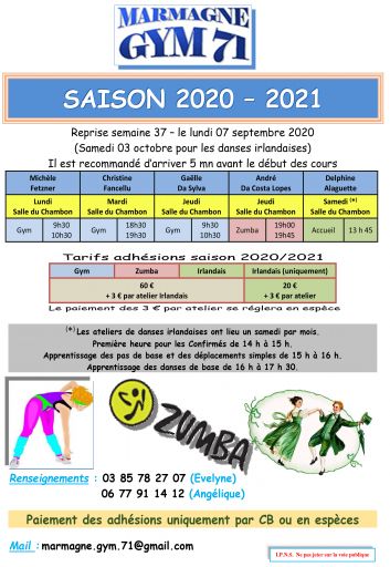 es d&eacute;tails pour la reprise de Marmagne Gym 71