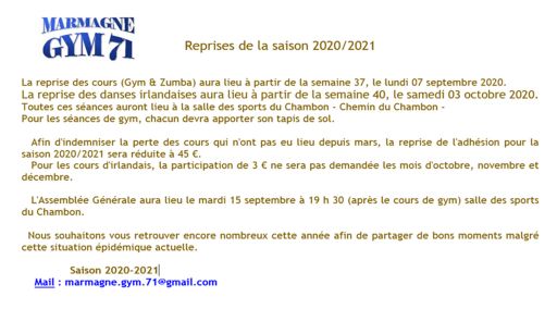 Reprise &agrave; Marmagne Gym 71