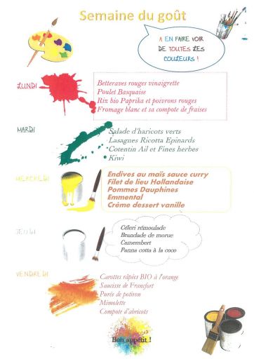 Semaine du go&ucirc;t &agrave; la cantine du 12 au 17 octobre